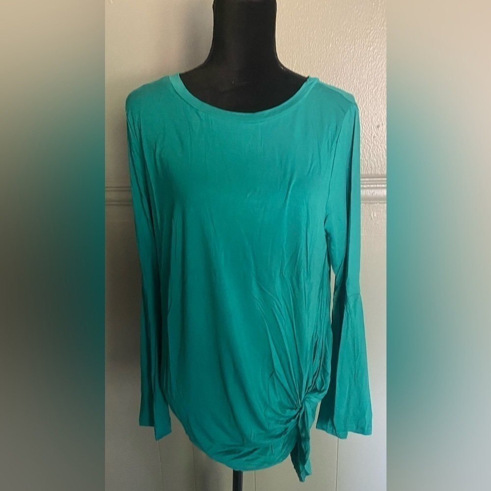 Crazy Train “Knot for Long” Womens Size Small Teal Tunic with Long Bell Sleeve